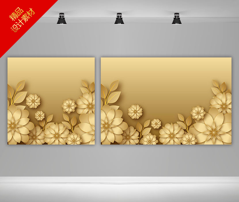 3D金色花瓣背景素材下载3d-golden-flowers-background