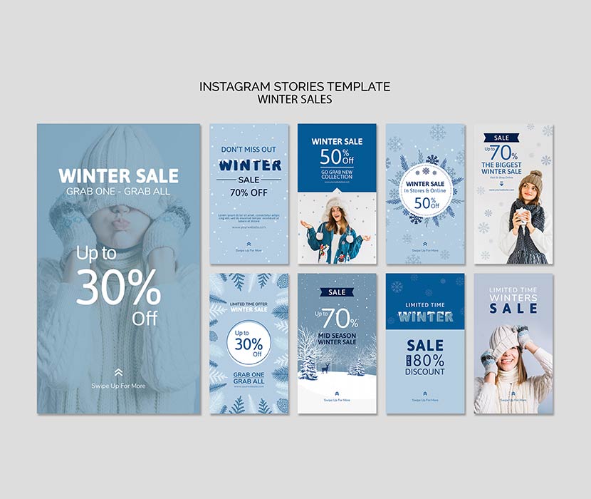 7个冬季换装灯箱（手机滚屏）服饰行业户外广告PSD创意设计源文件下载