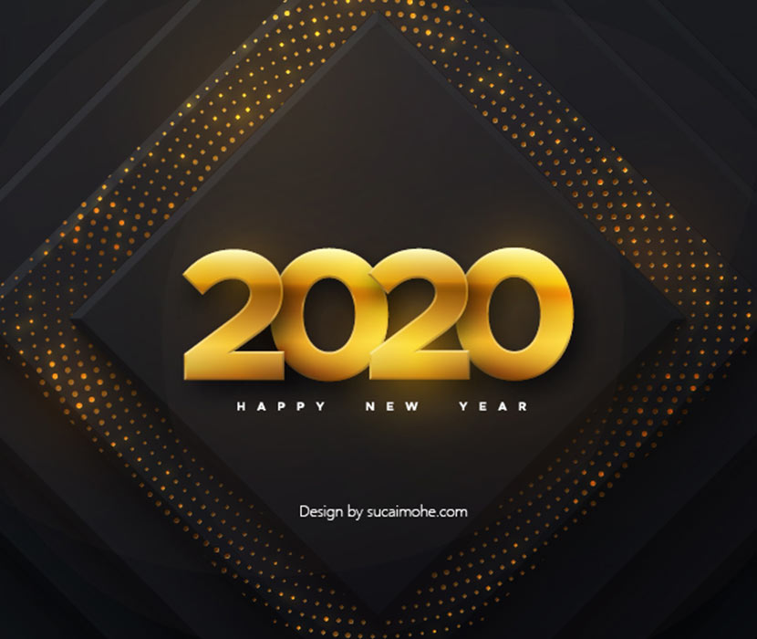 金色2020立体字设计AI源文件下载