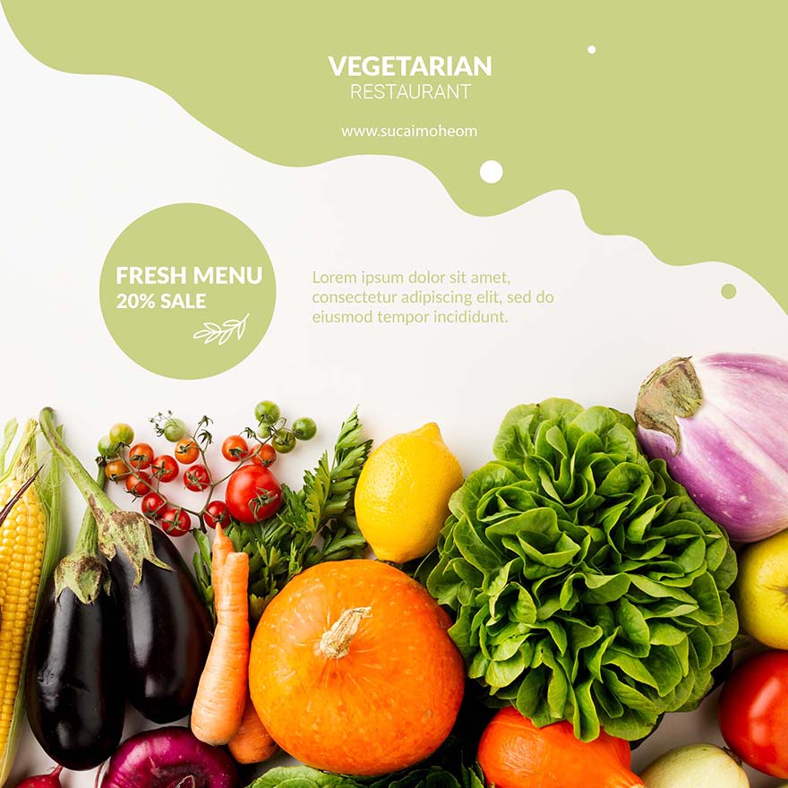 绿色农产品轻食超市西餐厅设计海报PSD源文件