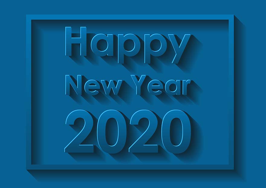 蓝色立体立体3d文字设计happy New Year Card Design Blue 设计素材 素材魔盒网 免费素材下载