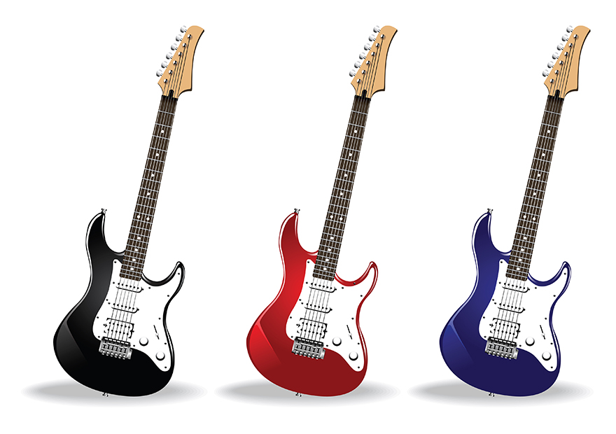 黑红蓝三款吉他AI设计源文件rock-guitar-collection