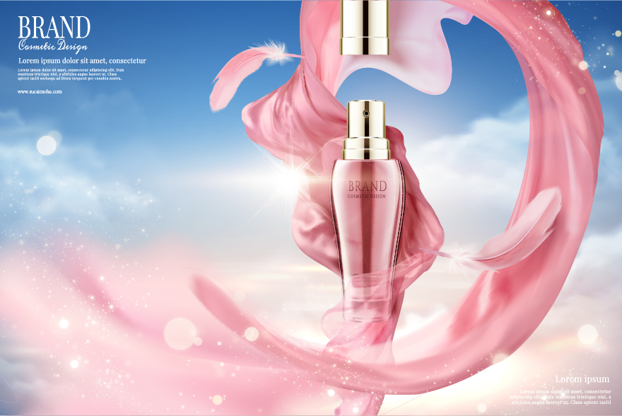 粉红肉色女性化妆品洗护用品海报设计AI源文件