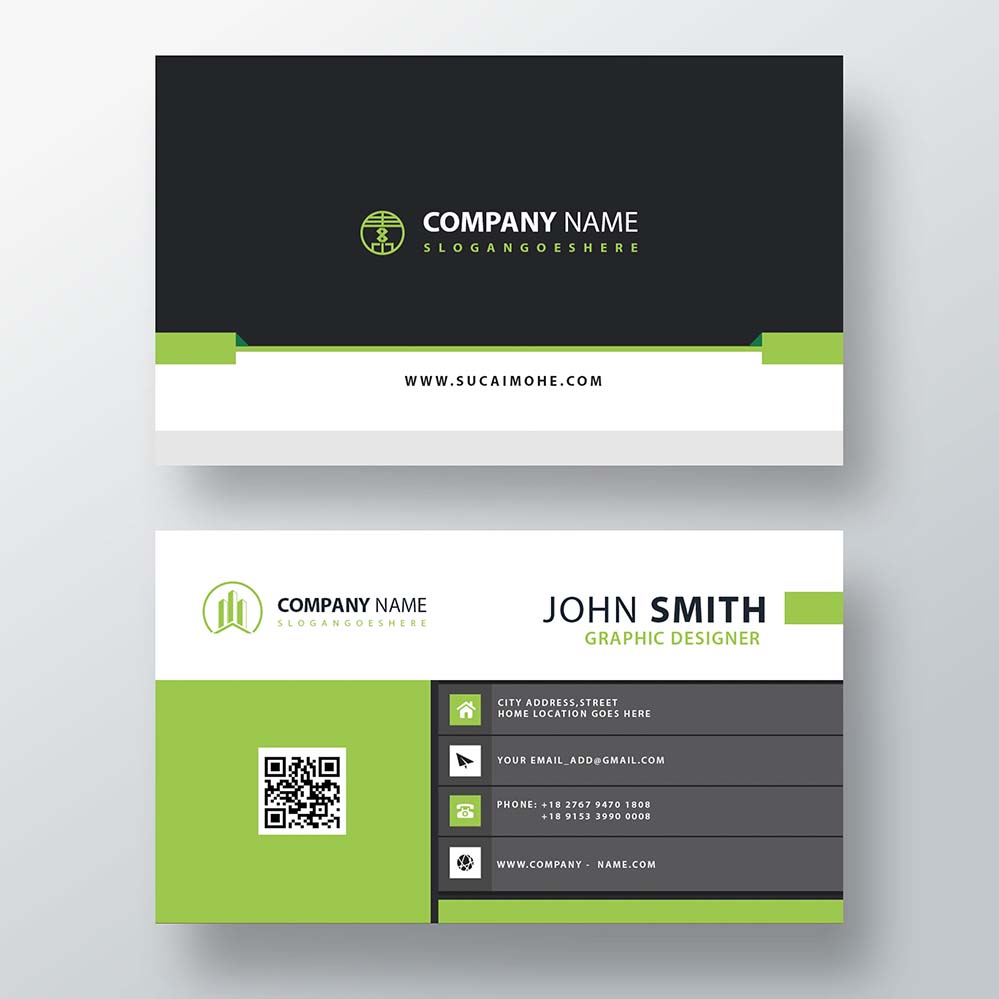 绿色商务大气时尚名片模板green-business-card-template_设计素材