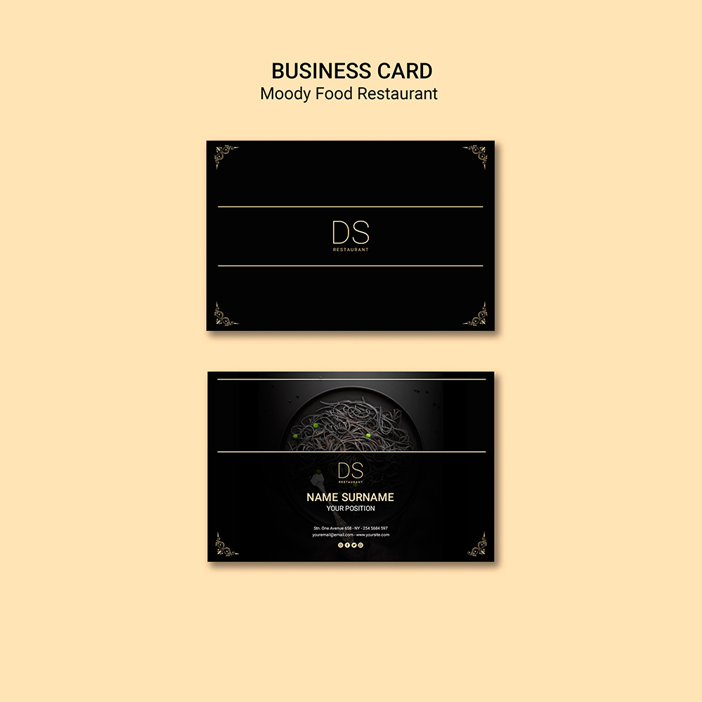 西餐厅美食moody-food-restaurant-business-card