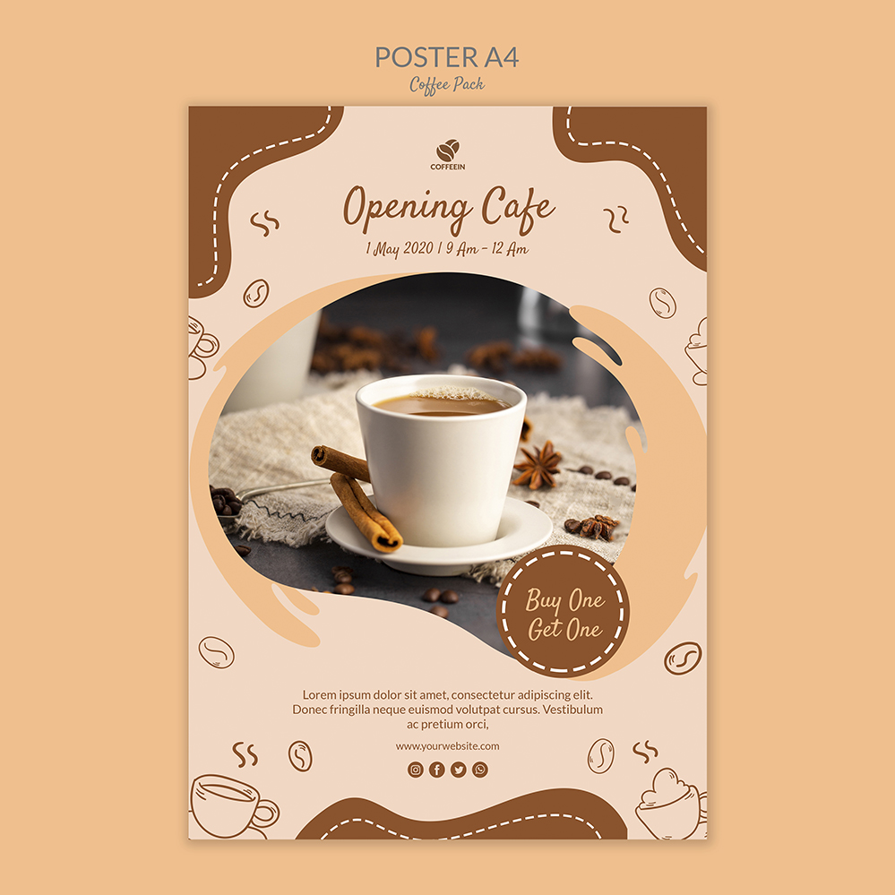 咖啡海报设计PSD源文件cup-coffee-poster-print-template