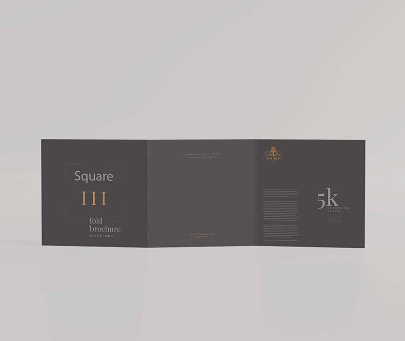 方形三折小册子样机Psd源文件square-tri-fold-brochure-mockup