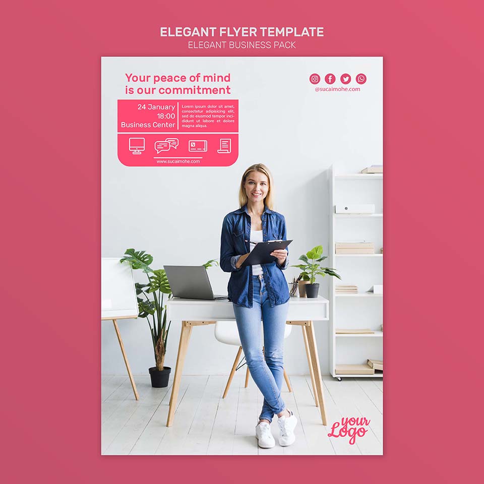 优雅清新大气商务传单页设计PSD源文件elegant-business-flyer-template