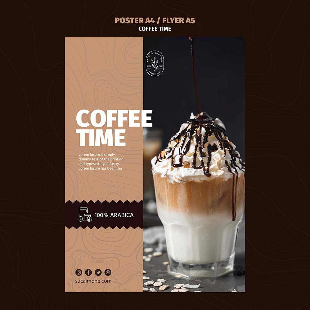 高端咖啡饮品海报创意设计PSD源文件summer-frappe-coffee-poster-template