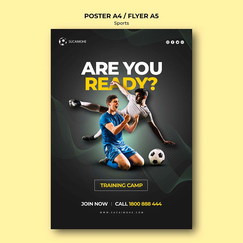 足球俱乐部训练营海报soccer-club-training-camp-poster