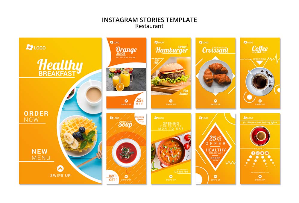 餐厅美食单品展示海报设计PSD源文件restaurant-instagram-promotional-stories-template