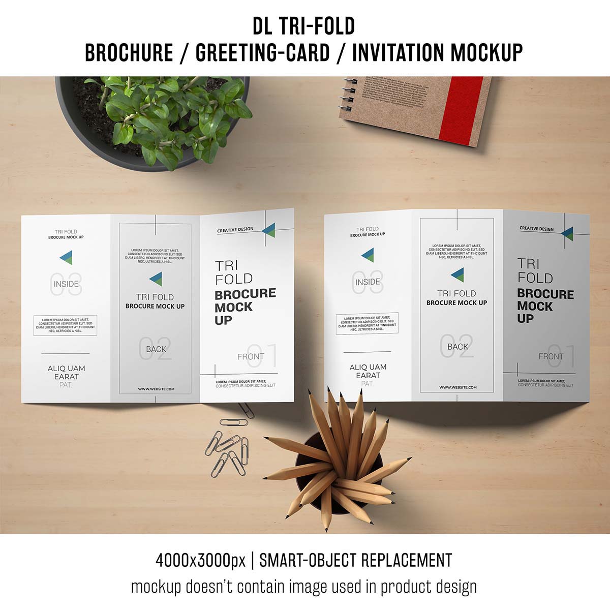 高档三折页样机PSD源文件trifold-brochure-invitation-mockup-still-life-concept