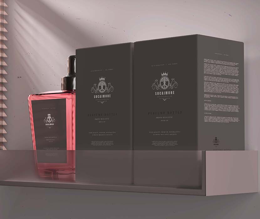 带盒子模型的香水瓶Psd源文件perfume-bottle-with-box-mockup