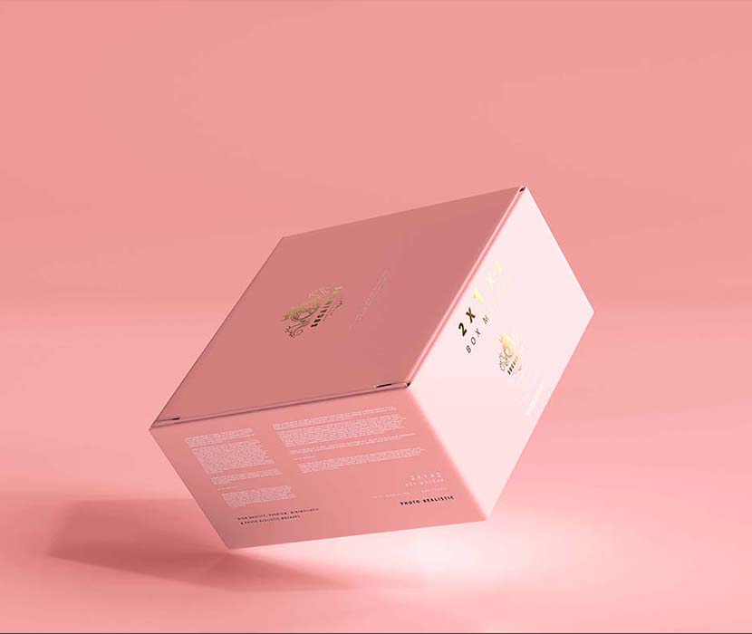 高端粉色纸箱包装样机Psd源文件isolated-box-mockup
