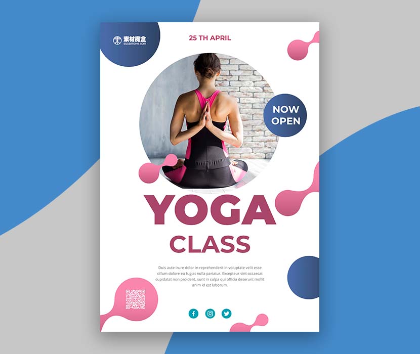 欧式瑜伽健身宣传单页PSD源文件