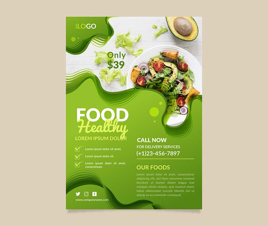 健康轻食餐厅传单海报设计ai源文件