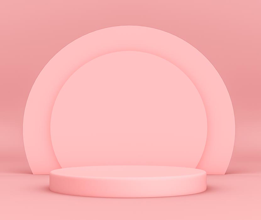 粉色电商化妆品3D立体摆台设计PSD源文件