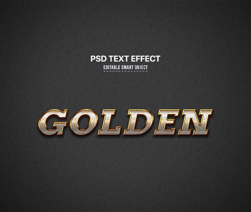 金色3d文本字体风格效果设计PSD源文件