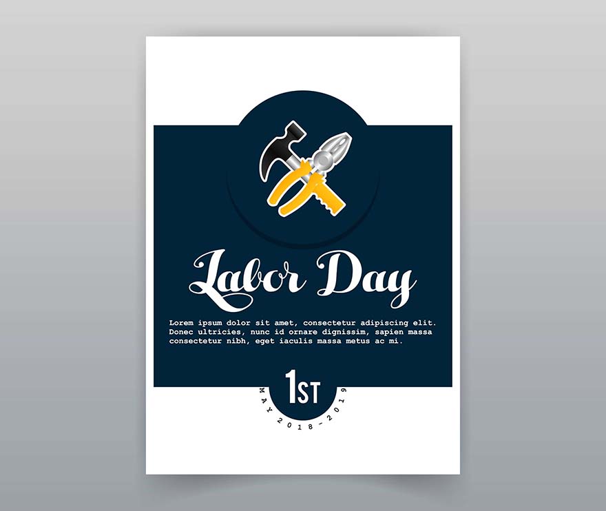 暗色背景矢量的劳动节labor-day-typogrpahic-card-with-dark-background-vector