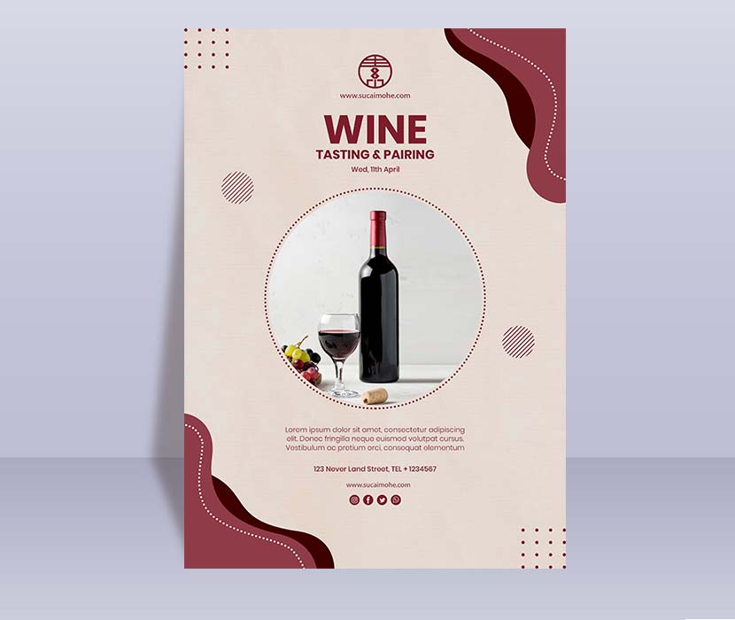 葡萄酒概念海报模板wine-concept-poster-template