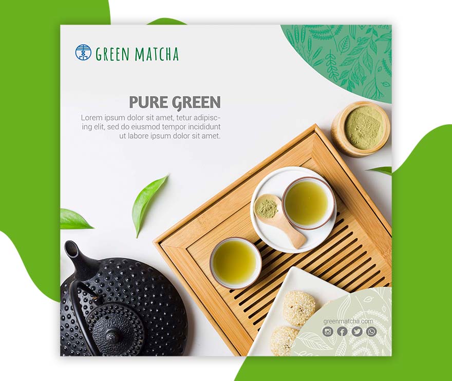 黑茶壶煮绿茶海报设计PSD源文件