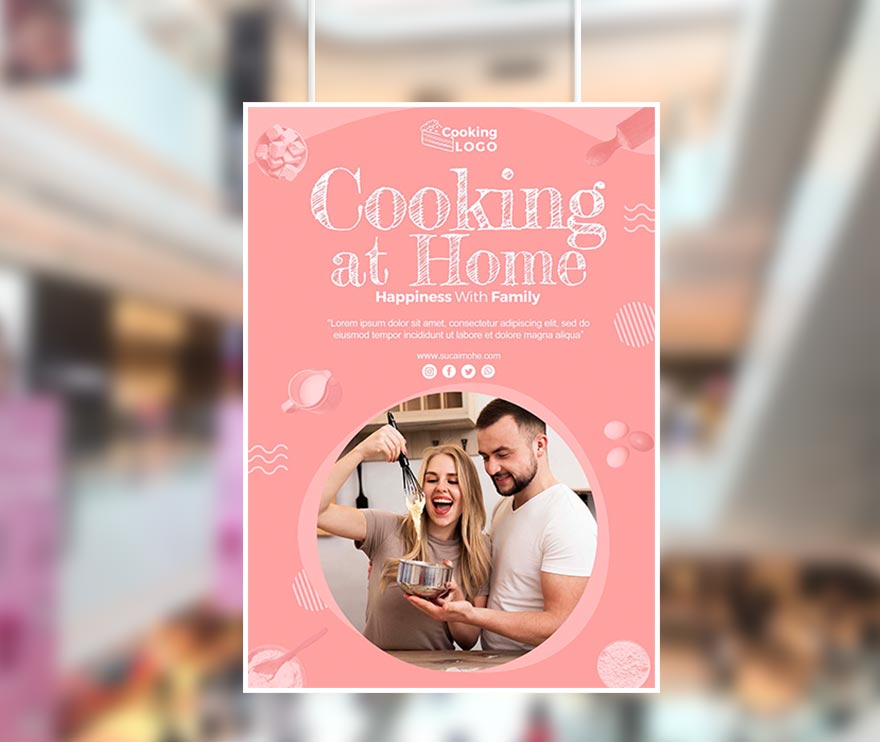 家庭厨具做饭海报设计poster-template-with-cooking-home(图1)