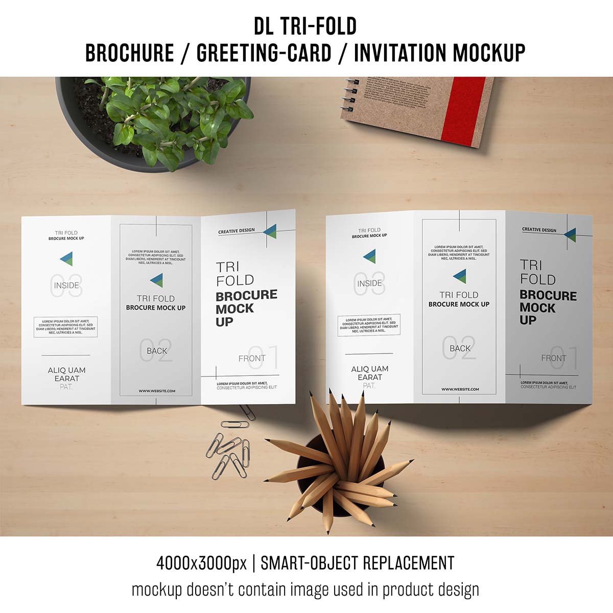三折小册子邀请模型静物样机PSD源文件trifold-brochure-invitation-mockup-still-life-concept