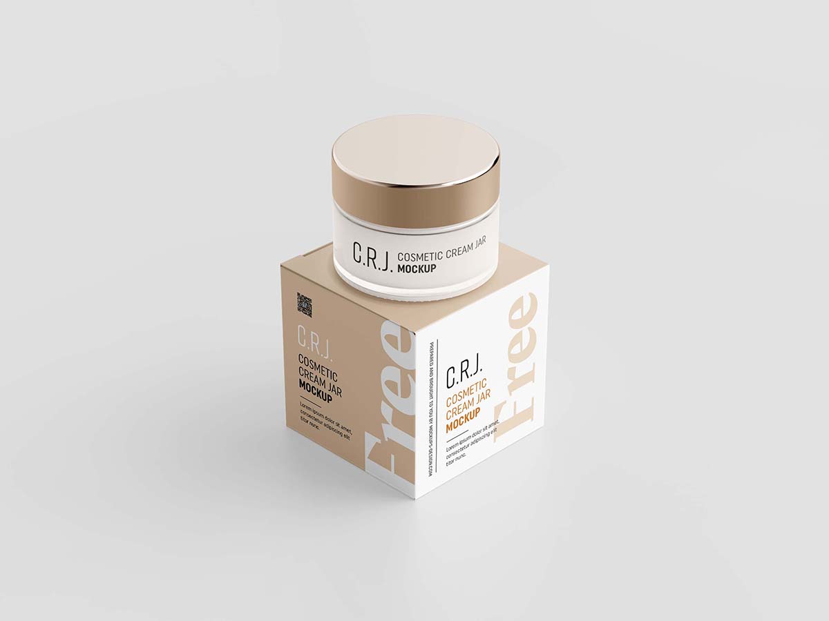 玻璃瓶化妆品和纸盒包装样机PSD源文件Free_Cosmetic_Jar_Mockup_2