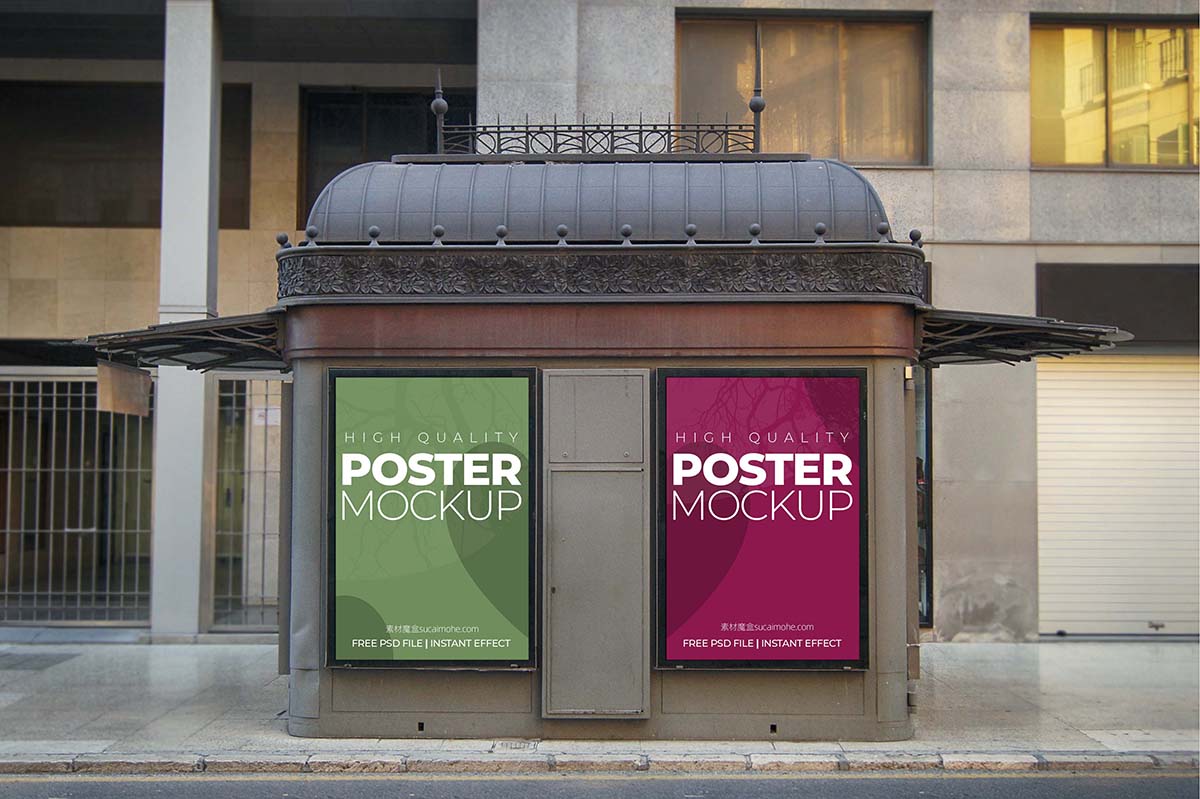 两个城市海报样机two-urban-posters-mockup
