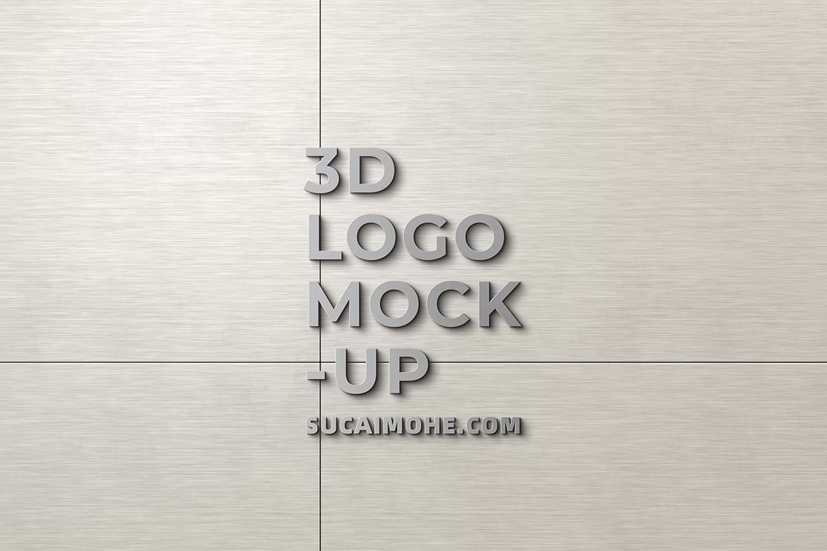 墙上的3d标志样机3d-logo-mockup-wall