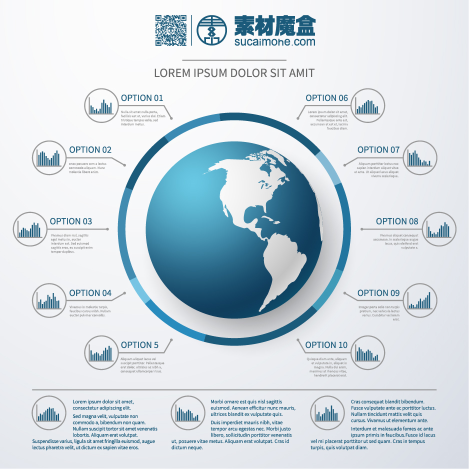 3D地球业务地图展示矢量源文件-earth-globe-3d-infographic-template