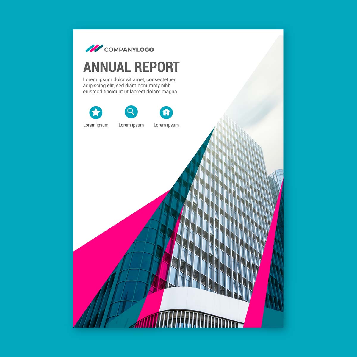 建筑天空年度报告单页封面AI源文件annual-report-template-with-buildings-sky