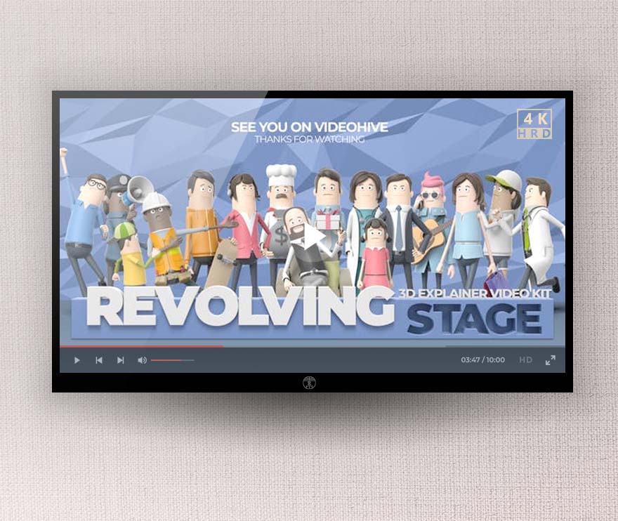 AE模板-三维卡通人物动作场景解说介绍MG动画 3D Explainer Video Kit: Revolving Stage