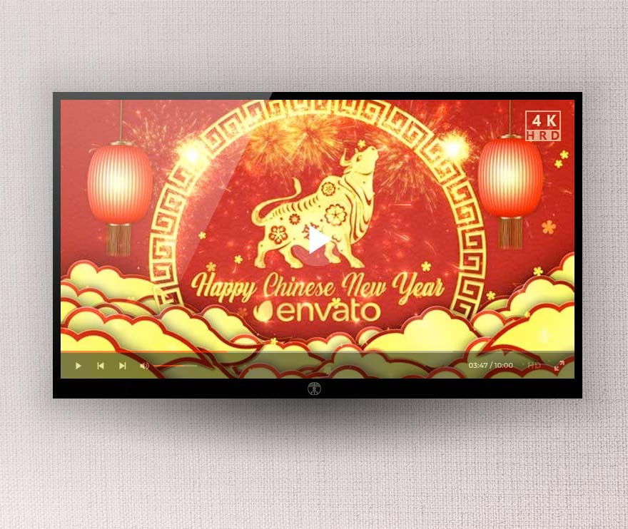 AE模板-2021中国新年春节过年红色喜庆剪纸牛年开场片头