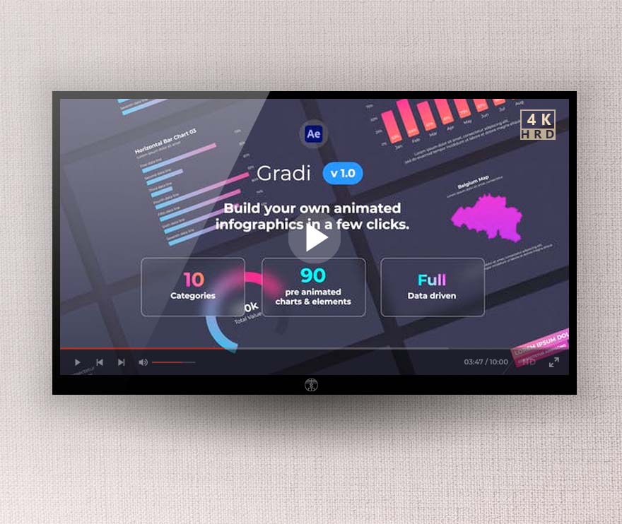 AE模板-95个彩色渐变信息数据图表展示动画 Gradient Infographics