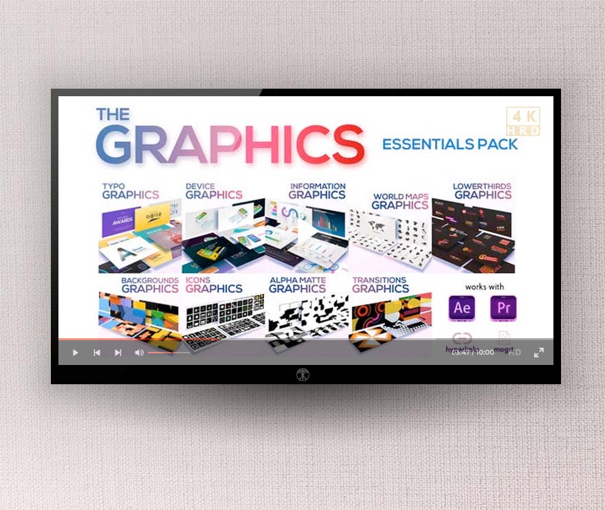 AE/PR模板-700个现代时尚文字标题排版设计背景图标图形动画 The Graphics Essentials Pack