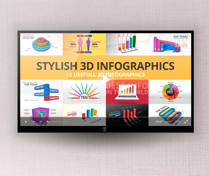 12组三维立体信息数据图表动画