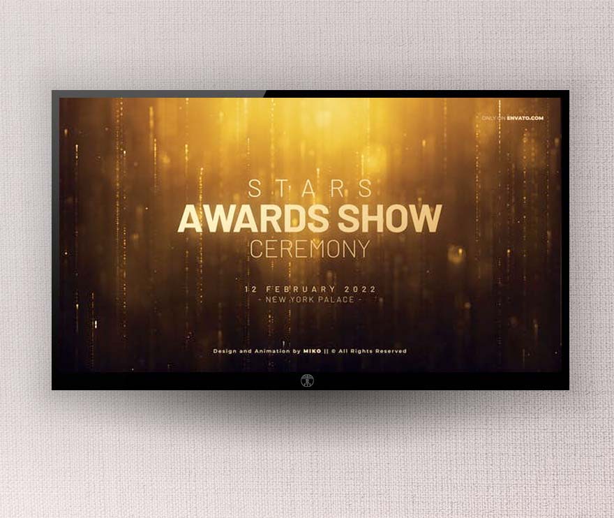 AE模板-华丽金色颁奖典礼人物介绍文字标题开场片头 Awards Opener