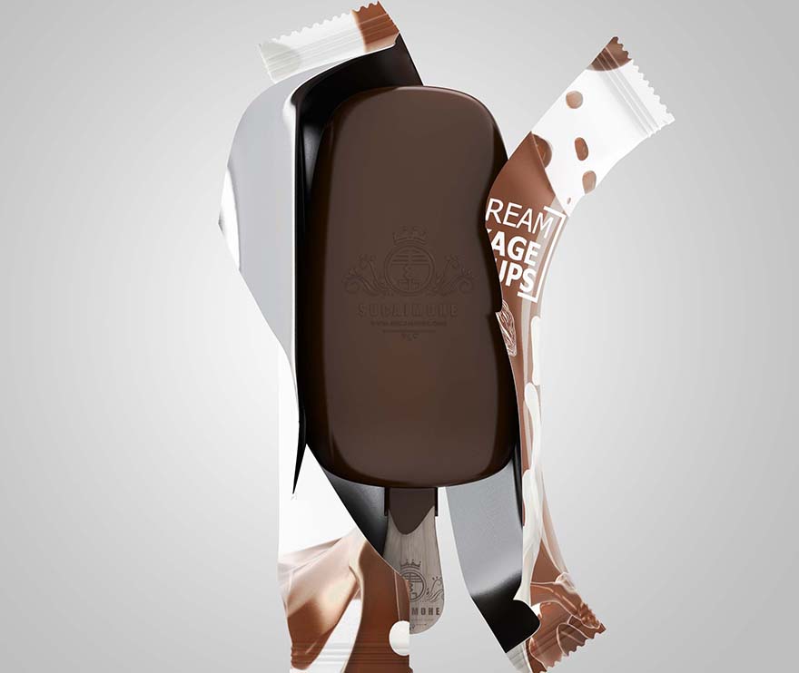 冰淇淋冰棒纸袋包装样机PSD源文件13 Ice Cream Package Mockup