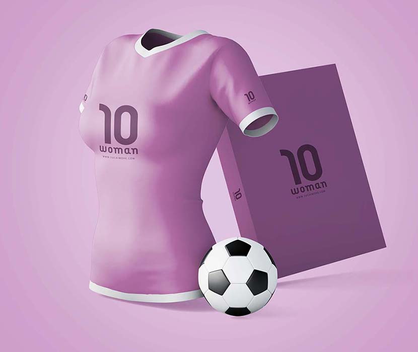 女性足球运动装品牌LOGO贴图样机sports-shirt-mockup-with-brand-logo
