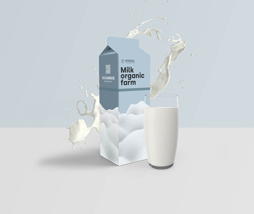 牛奶纸盒包装logo样机