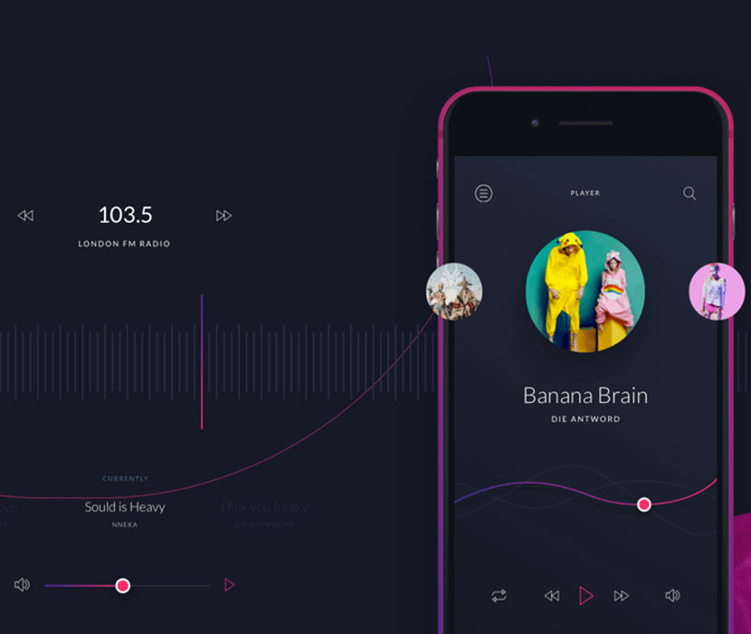 Music UI iOS Kit 暗色风格音乐应用界面包