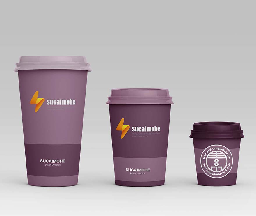 三个一次性纸质咖啡杯样机PSD源文件Coffee_Cup_Mockup