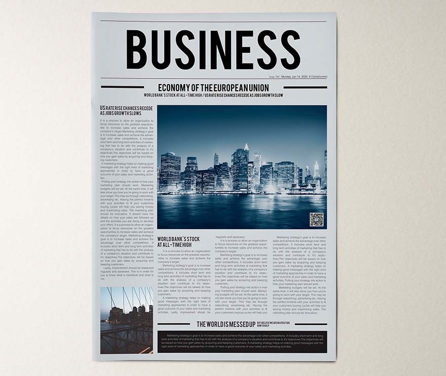 最新商业新闻报纸样机Latest business news newspaper mockup