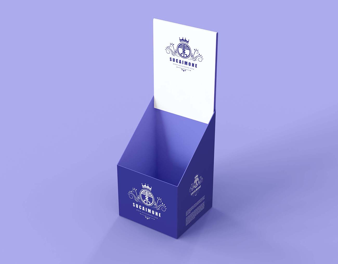 高角度极简主义紫色参展纸质餐盒样机Psd源文件-high-angle-minimalist-purple-exhibitor-mock-up