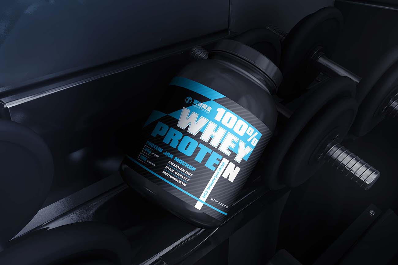 健身保健药瓶样机PSD源文件protein_jar_mockup_03