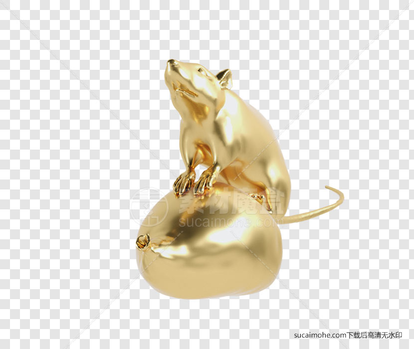 3D金色立体可爱小老鼠
