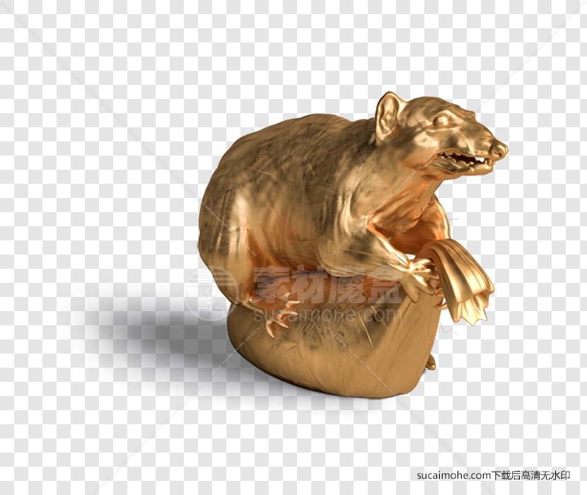 3D金色老鼠免扣PNG元素下载