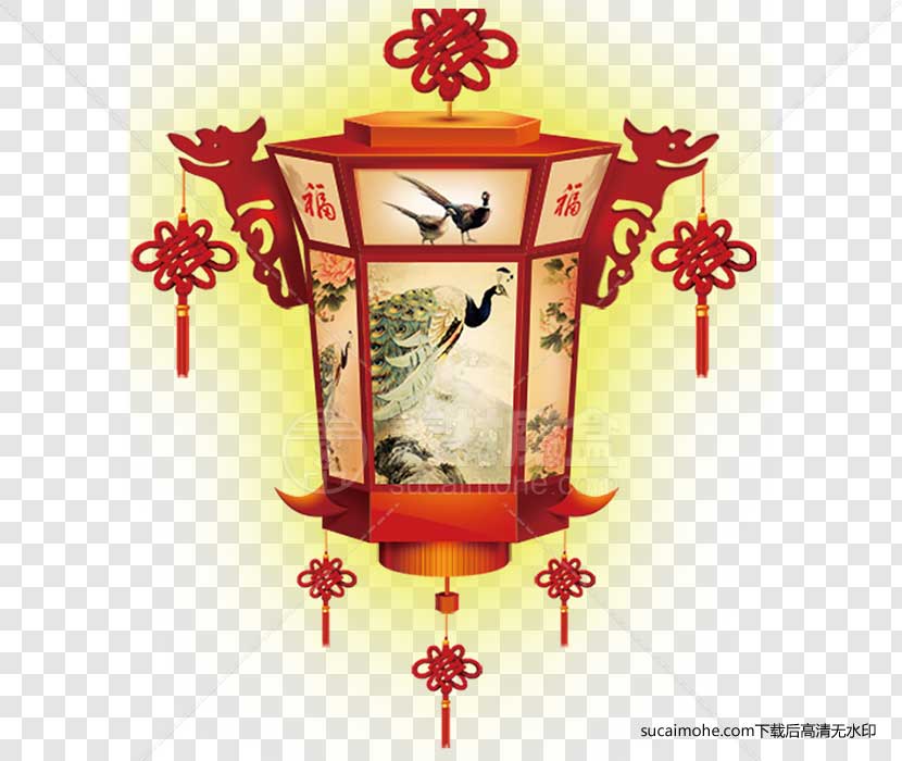 元宵中秋古色古香带中国结的灯笼免抠PNG元素