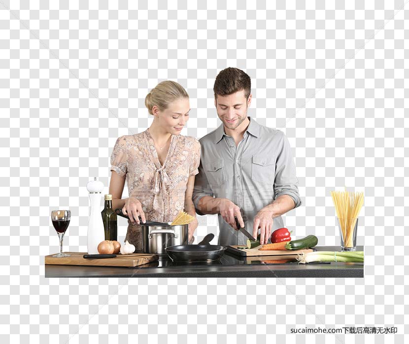 厨房做菜的夫妻情人免抠png元素